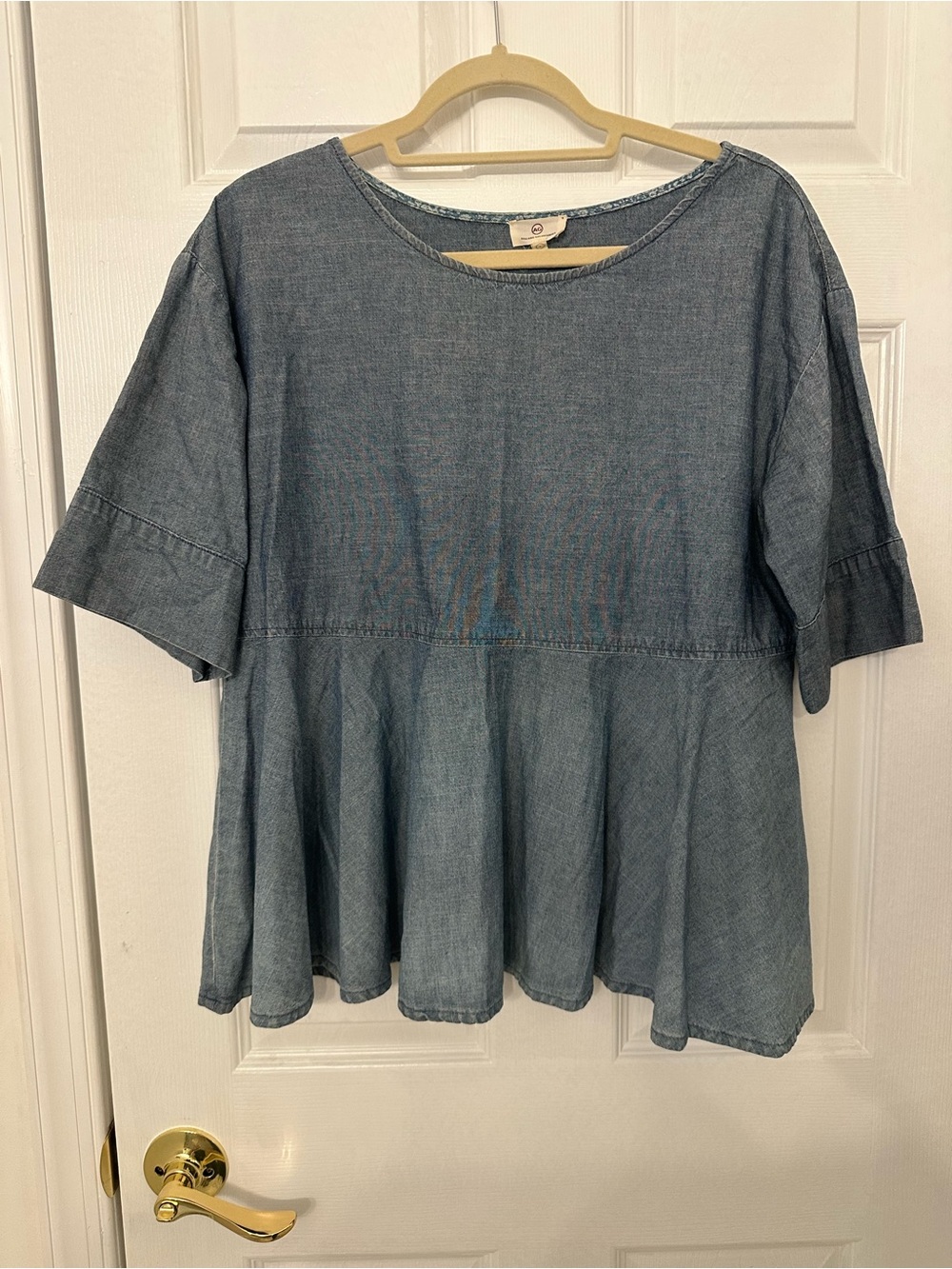 Ag Adriano Goldschmied Washed Denim Peplum Top - Blue